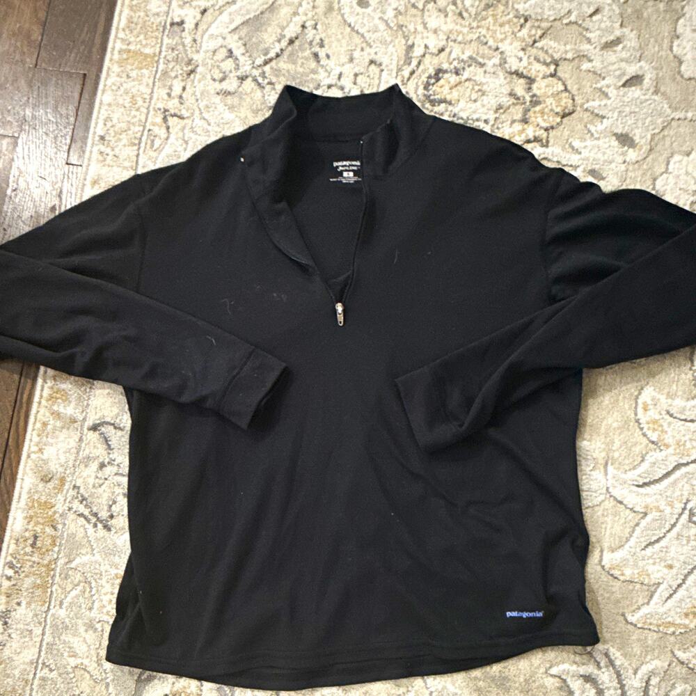 Patagonia Capilene Women’s Black Solid 1/4 Zip Mock Neck Pullover Top Size S